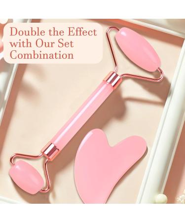 Premium Gua Sha & Jade Roller Set | Facial Tools for Puffiness & Redness Relief | Ideal Self-Care Gift for Men & Women - Pink - Buy Online on GoSupps.com