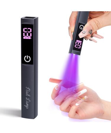 Ranrose UV Light for Nails: Mini UV Light for Gel Nails - 3W Handheld Nail Lamp with Spotlight Bead - Portable Nail Dryer for Fast Curing with LCD Touch Screen Black Handheld Nail Lamp