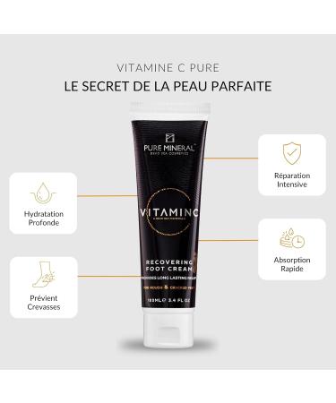 Pure Mineral - Vitamin C Repair Foot Cream - Dead Sea Minerals Intense Hydration Crack Prevention - Free from Silicones Sulfates Parabens - 100 ml - Buy Online on GoSupps.com