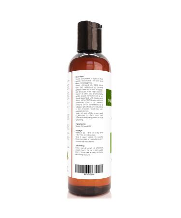 Velona USDA Certified Organic Sweet Almond Oil - 4 oz | 100% Pure Refined Cold Pressed Carrier Oil for Skin, Hair & Body Moisturizing - Buy Online on GoSupps.com