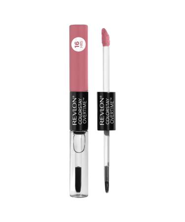 Revlon ColorStay Overtime Lipcolor  Dual Ended Longwearing Liquid Lipstick with Clear Lip Gloss  with Vitamin E in Pink  24/7 Pink (530)  0.07 oz