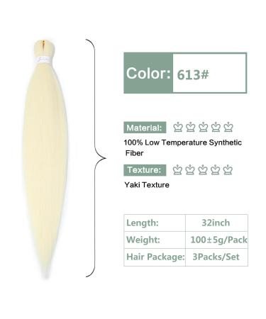 YDDM 32 Inch Pre-Stretched Braiding Hair Extensions - Jumbo Braids 3 Packs Golden 613# Kunsthaar for Perfect Braids - Buy Online on GoSupps.com