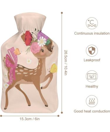 Deer Hot Water Bottle with Plush Cover - Hand Warmer for Adults & Children | 26.5x15.3cm - Eco-Friendly Comfort - Buy Online on GoSupps.com