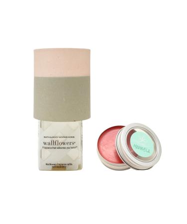 Bath & Body Works Two-Tone Pink and Gray Wallflowers Fragrance Plug and a Strawberry Lip Balm