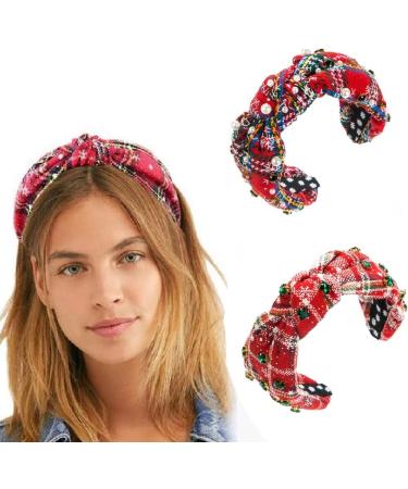 TQUXNGA Knot Christmas Headband Color Matching Pearl Embellished Yoga Sports Christmas Headband for Woman Red and green - Buy Online on GoSupps.com