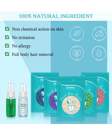 Bestidy Home Waxing Kit for Women and Men - 5 Pack Hard Wax Beads Hair Removal Set for Brazilian Body, Underarm, Bikini, Chest, Legs, Face & Eyebrow - White - Buy Online on GoSupps.com