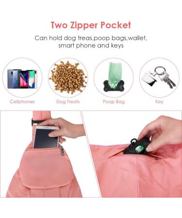 Nasjac Hand-Free Dog Sling Bag - Adjustable Padded Shoulder Strap Zip Pocket for Small Dogs & Cats | Comfortable Outdoor Travel - Pink - Buy Online on GoSupps.com