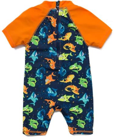 Bonverano Baby Boys Swimsuit - Short-Sleeve Zipper One Piece, UPF 50+ Sun Protection, Colorful Shark Design | 12-18 Months - Buy Online on GoSupps.com