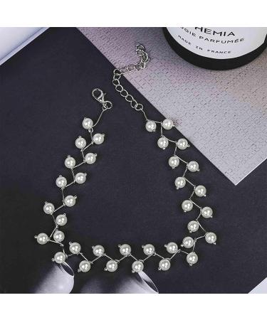 Boho Pearl Choker Necklace | Silver Beaded Jewelry for Women & Girls | Minimalist Collarbone Design - Buy Online on GoSupps.com