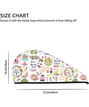 Hair Towel Wrap - Quick Drying Hair Turban with Button | Spring Flowers & Birds Design - Buy Online on GoSupps.com