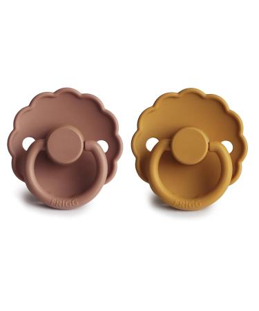 FRIGG Daisy Natural Rubber Baby Pacifier 2-Pack - Rose Gold/Honey Gold | BPA-Free | Made in Denmark | 0-6 Months - Buy Online on GoSupps.com