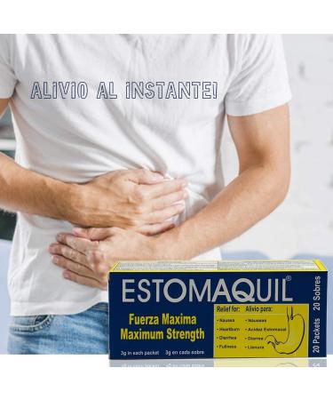 ESTOMAQUIL Maximum Strength Powder - Relief for Nausea, Heartburn, and Stomach Inflammation - 20 Count Box - Buy Online on GoSupps.com