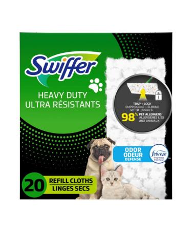Swiffer Pet Heavy Duty Dry Multi-Surface Cloth Refills for Floor Sweeping and Cleaning Febreze Freshness 20 count