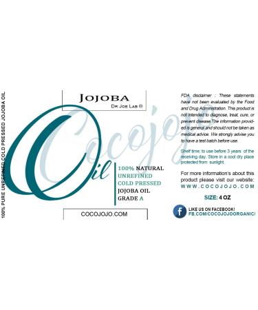 Pure Cold Pressed Jojoba Oil 4 OZ - Natural Unrefined Moisturizer for Skin Massage & Soap Making | 100% Pure Golden Jojoba Oil - Buy Online on GoSupps.com