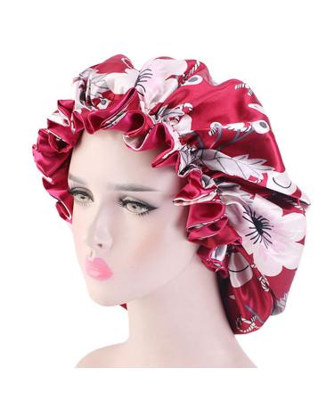 Large Satin Bonnet Cap Bonnets for Women Silky Bonnet for Curly Hair Women Hair Wrap for Sleeping Double Layers