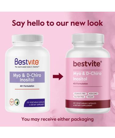 BESTVITE Myo & D-Chiro Inositol (120 Vegetarian Capsules) - 40:1 Ratio - No Stearates - Vegan - Non GMO - Gluten Free 120 Count (Pack of 1) - Buy Online on GoSupps.com