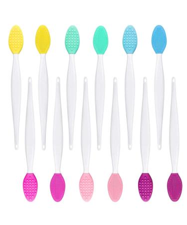 12pcs Lip Scrub Brush BetterJonny Silicone Exfoliating Lip Brush Double-Sided Lip Scrub Brush Soft Cleaning Lip Scrub Exfoliator Beauty Tool for Smoother Skin and Lip Multicolored