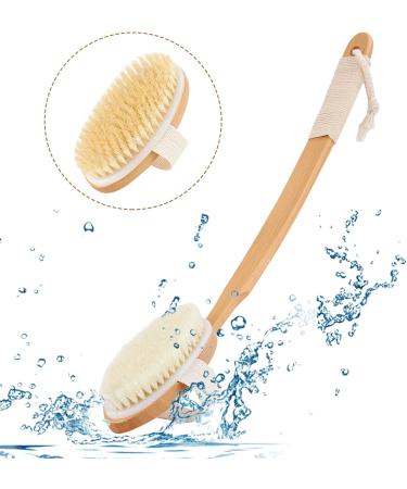 Shower Back Brush - 18.2 inch Long Handle Bath Brush with 2 Heads for Men and Women - Stiff and Soft Bristles Back Scrubber - Buy Online on GoSupps.com