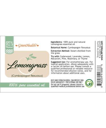 Lemongrass Essential Oil - 16 fl oz - 100% Pure & Natural - GreenHealth | Aluminum Bottle | International Shipping Available - Buy Online on GoSupps.com