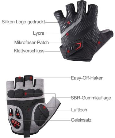 ROTTO Half Finger Cycling Gloves for Men & Women - MTB Gloves with Gel & SBR Padding Black/Gray (Large) - Buy Online on GoSupps.com