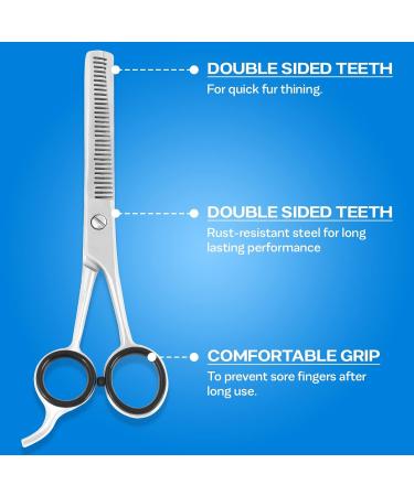 SS INSTRUMENTX 6.5 Inch Double Sided Thinning Scissors for Dogs - Professional Stainless Steel Shears for Pet Grooming - Buy Online on GoSupps.com
