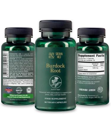 Siberian Wild Burdock Root Supplement 90-Count Vegan Burdock Root Capsules 1200mg Extract for Support Skin and Nails Siberian Botanical Ingredients - Buy Online on GoSupps.com