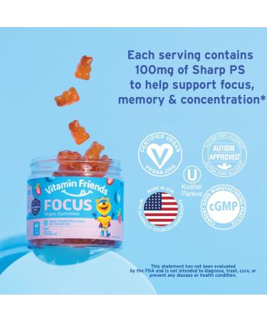 Vitamin Friends Focus Vegan Gummies - 60 Berry Pectin Gummies for Enhanced Concentration - Buy Online on GoSupps.com