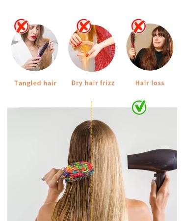 Vented Hair Detangling Brush with Wide Tooth Comb for Women & Kids - Wet/Dry/Curly - Minimize Breakage & Split-Ends - Includes 3 Styling Clips (Tropical Leaves) - Buy Online on GoSupps.com