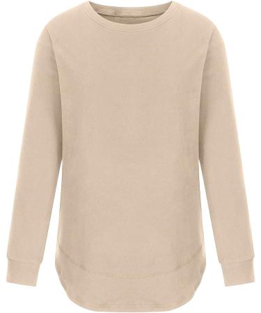 MRGIINRI Womens Long Sleeve Crewneck Sweatshirt Dressy Casual Top - Beige, Large - Buy Online on GoSupps.com