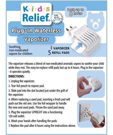 Kids Relief Waterless Vaporizer with Menthol Eucalyptus Refills - Non-Medicated Soothing Formula - Buy Online on GoSupps.com