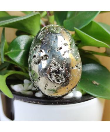 Golden Iron Pyrite Geode Egg Polished Natural Sparkling Cubes Druzy Crystal Cluster Home Collections - Buy Online on GoSupps.com