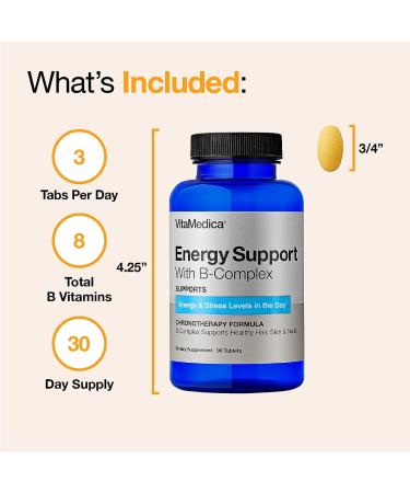 VitaMedica Energy Support Multivitamin with B Complex - 90 Ct | Energy Booster with Vitamin B6 & B12 | Clarity, Focus & Hair Skin Nails Support - Buy Online on GoSupps.com