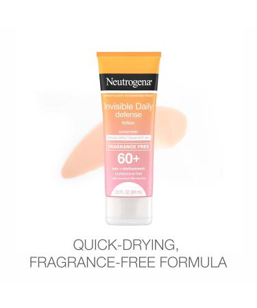 Buy Invisible Daily Defense Sunscreen Cream - SPF 60+ Fragrance-Free Lightweight & Water-Resistant Lotion for Sensitive Skin - 3 oz with Bath Sponge - Buy Online on GoSupps.com