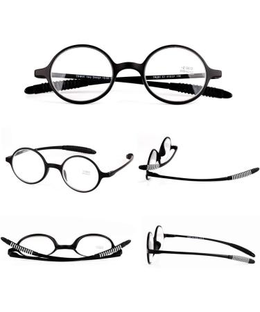 Ultra-Light Round TR 90 Frame Reading Glasses | Flexible Comfort | Small Face Fit | Black/Orange - 2 Black +1.0 - Buy Online on GoSupps.com