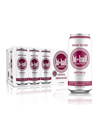 Hiball Energy Seltzer Water, Caffeinated Sparkling Water Made with Organic Caffeine, Zero Calorie, Sugar Free (16 Fl Oz Pack of 8), Wild Berry Wild Berry 16 Fl Oz (Pack of 8)