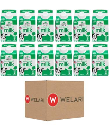 Dairy Pride Semi Skimmed Long Life Milk 500ml Pack Of 12 With Welari Thank You Card | (12 Pack) (12 x 500ml) - Buy Online on GoSupps.com