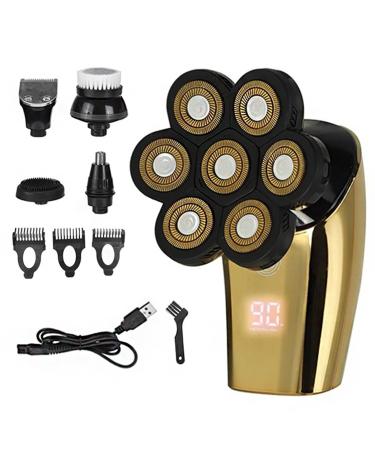 Electric Razor for Men 5 in 1 Mens Rechargeable Bald Head Electric Shaver 7 Floating Heads Beard Nose Ear Hair Trimmer Razor Clipper Facial Brush Set