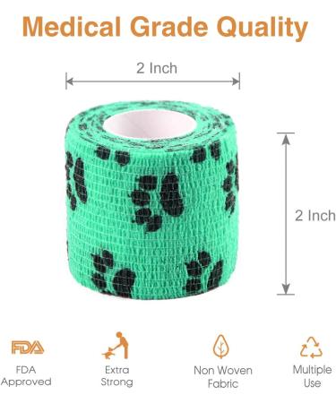 AUPCON Vet Wrap Cohesive Bandages Bulk 2 Inch x 5 Yards for Dogs, Pets, Animals - Self Adhesive & Non-Woven - Ideal for Ankle Sprains & Swelling - Buy Online on GoSupps.com