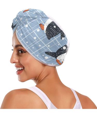 Cute Funny Penguins Hair Towel 2 Pack | Super Absorbent Quick Dry Hair Turbans for Women & Girls - Perfect for Travel - Buy Online on GoSupps.com