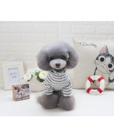 Zunea Striped Cotton Pajamas for Small Dogs & Cats | Cozy Autumn Dog Clothing & Outfits - Size M Gray - Buy Online on GoSupps.com