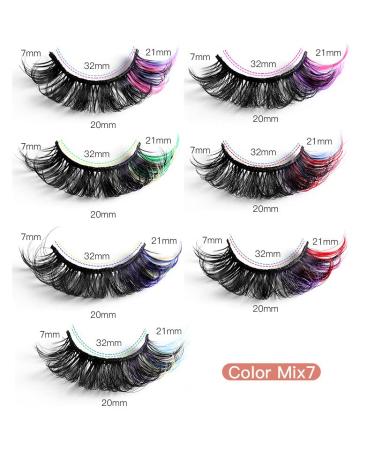 Buy Echpzed 7 Pairs 3D Colorful Dramatic False Eyelashes - 21MM D Curl Fluffy Faux Mink for Parties and Dating | International Shipping - Buy Online on GoSupps.com