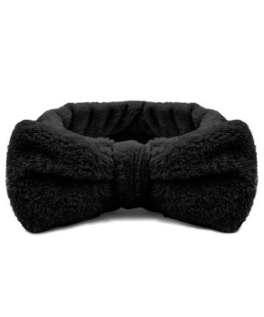Molain Spa Headband Bowknot Hair Bands Makeup Headbands Women Coral Fleece Elastic Headband Washing Face Hair Wrap for Washing Face Shower Sports Beauty Skincare (Black) - Buy Online on GoSupps.com