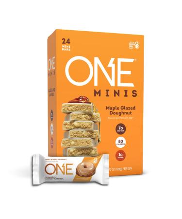 ONE MINIS Protein Bars, Gluten Free Protein Bar with 7g Protein and Less Than 1g Sugar, Snacking for Fitness Diets, Maple Glazed Doughnut, 0.78 Ounce (24 Pack) MINI - Maple Glazed Doughnut 24 Count