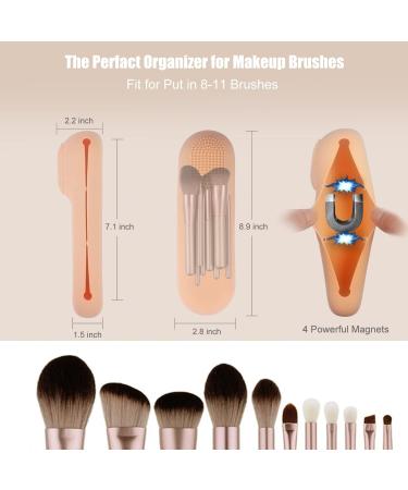 Travel Makeup Brush Holder | Waterproof Silicone Organizer Bag Case for Women | Trendy Khaki Makeup Tools Holder - Buy Online on GoSupps.com