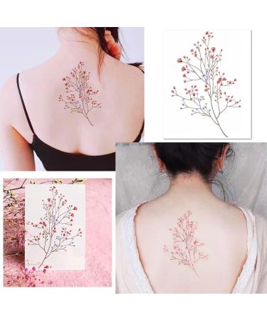 Gypsophila Watercolor Temporary Tattoo - Long Lasting and Realistic Fake Tattoo Stickers in Green - for Women, Girls, and Kids - Buy Online on GoSupps.com