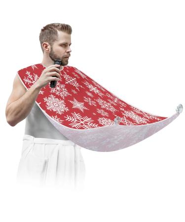 Beard Bib Apron Beard Bib Hair Catcher for Men Shaving and Trimming Non-Stick Waterproof Beard Cape Grooming Cloth Christmas Snowflake Pattern