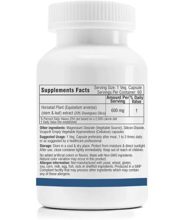 Trexgenics Horsetail Extract 600mg - Natural Hair Growth & Nail Support - Non-GMO, Gluten-Free, Vegan - 60 Vcaps - Buy Online on GoSupps.com