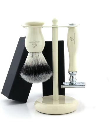 The Body Tools Men's Wet Shaving Set with DE Safety Razor Synthetic Hair Shaving Brush with Shaving Stand
