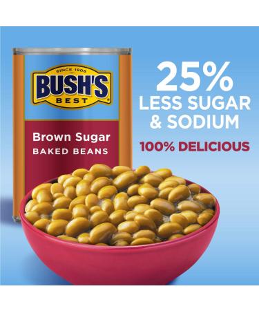 Bush's Best Baked Beans 25% Less Sugar & Sodium, Brown Sugar - 16 OZ (Pack of 12) - Buy Online on GoSupps.com