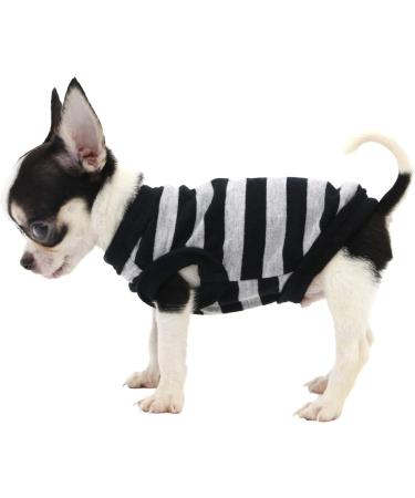 Lovely LOPHIPETS 100% Cotton Striped Dog Shirt-Black & Gray Stripes, XXS for Chihuahua & Small Dogs (0.5-1.2 lbs) - Buy Online on GoSupps.com